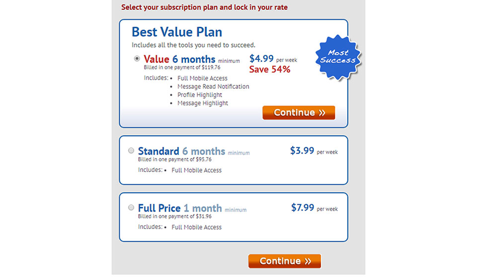 Costos de membresía de OurTime Premium